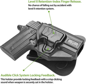 Sig Sauer P238 Polymer Open Carry OWB Paddle Holster Level II Retention Index finger release Trigger Guard | Gun & Flower - Polymerholster