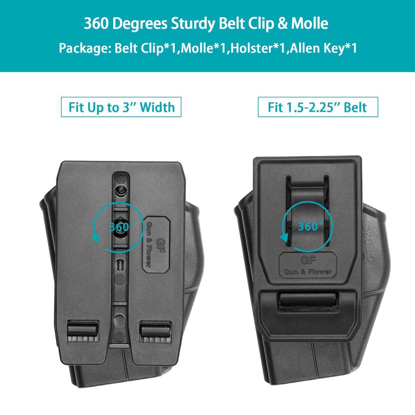 Polymer OWB Holster for Taurus G2C Taurus G3C Taurus G3C TORO Taurus PT111 Millennium G2 Taurus PT140 Millennium G2 with 1 Pcs Belt Clip and 1 Pcs Molle Attachment Adapter