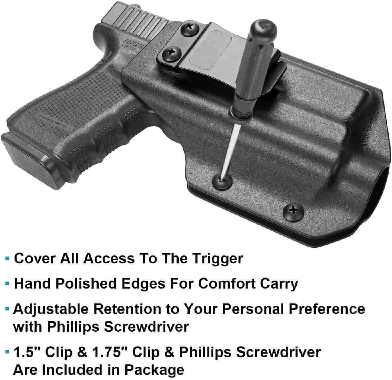 Holster Compatible with Glock 17/19 Gen 3-5 & Glock 19X/44/45 with Olight Baldr Pro/Baldr Pro R/Valkyrie PL Pro/Valkyrie Turbo, Adj. Cant, Adj. Retention, Fit 1.5'' 1.75'' Wide Belt