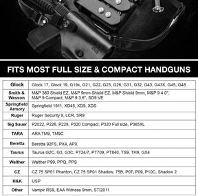 Handmade Universal Leather Shoulder Concealed Holster with Shoulder Straps for Weapons and Double Mag Holder - Right Hand