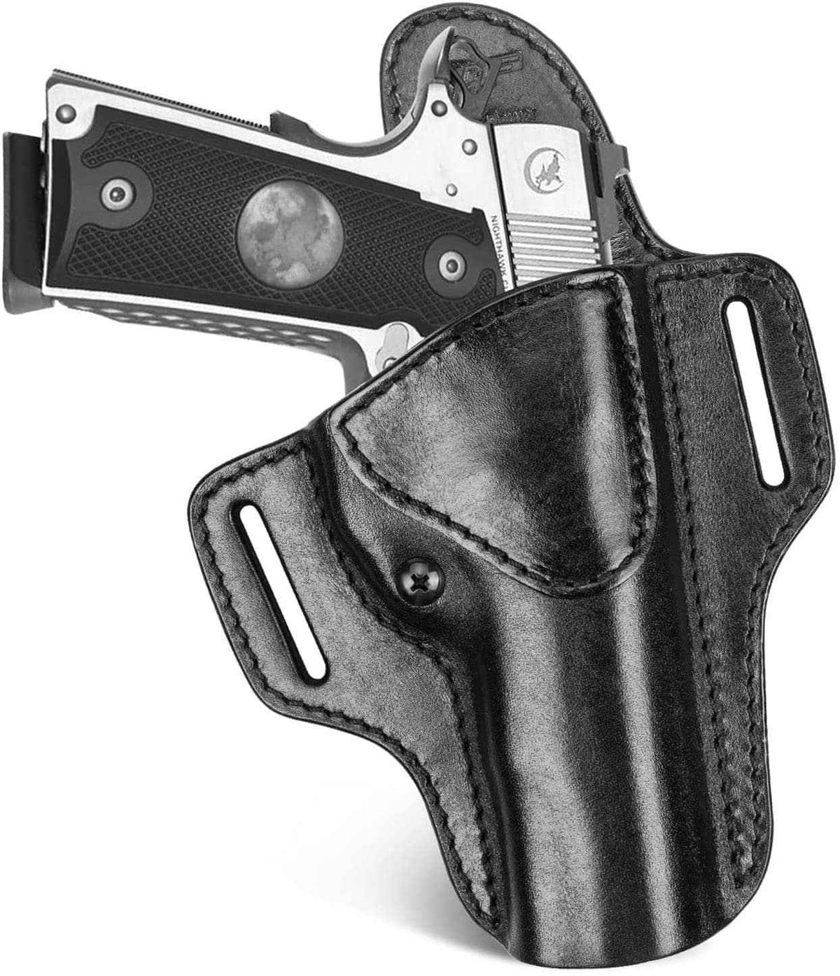 1911 Leather Holster Premium Leather Handmade OWB Holster No Rail Pistol Concealed Carry , Right Hand | Gun & Flower