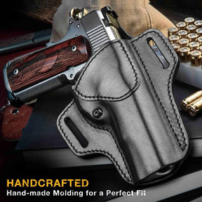 1911 Leather Holster Premium Leather Handmade OWB Holster No Rail Pistol Concealed Carry , Right Hand | Gun & Flower
