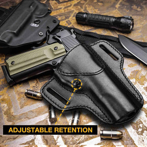 1911 Leather Holster Premium Leather Handmade OWB Holster No Rail Pistol Concealed Carry , Right Hand | Gun & Flower