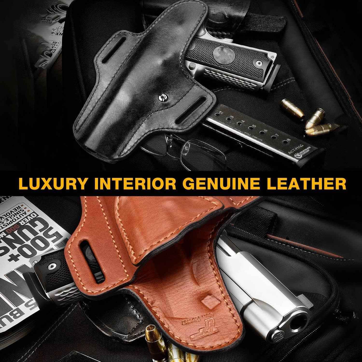 1911 Leather Holster Premium Leather Handmade OWB Holster No Rail Pistol Concealed Carry , Right Hand | Gun & Flower