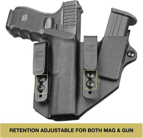 Sidecar Kydex Gun Holster Magazine Pouch for Glock 17 Gen3-5 G17 Gen4 MOS G17 Gen5 MOS G19 Gen3-5 G19 Gen4 MOS G19 Gen5 MOS G21 gen5 Glock 26 Gen3-5 G34 G19X G34 Gen5 G44 G45 MOS 9mm | Gun & Flower