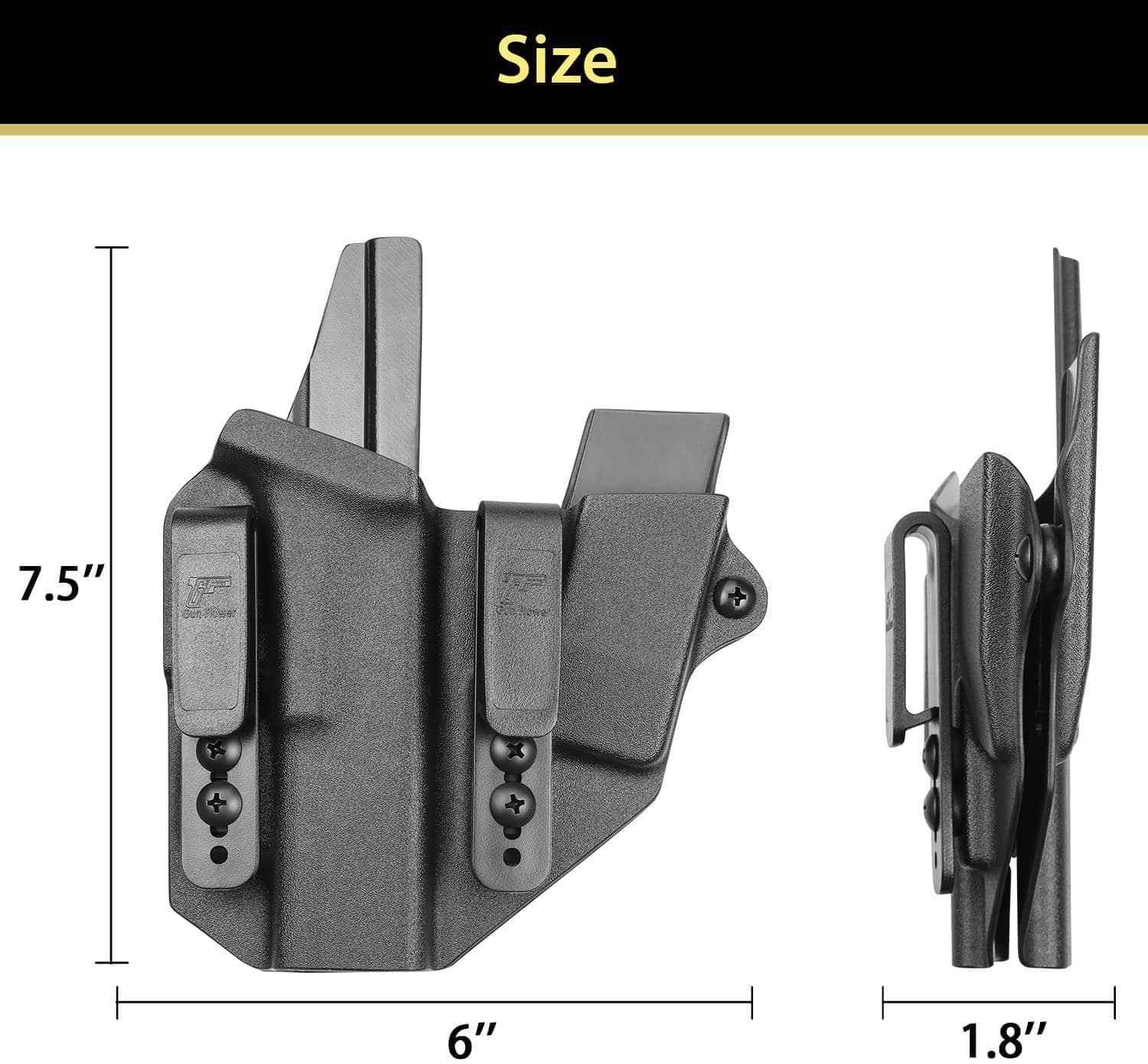 Sidecar Kydex Gun Holster Magazine Pouch for Glock 17 Gen3-5 G17 Gen4 MOS G17 Gen5 MOS G19 Gen3-5 G19 Gen4 MOS G19 Gen5 MOS G21 gen5 Glock 26 Gen3-5 G34 G19X G34 Gen5 G44 G45 MOS 9mm | Gun & Flower