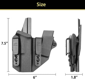 Sidecar Kydex Gun Holster Magazine Pouch for Glock 17 Gen3-5 G17 Gen4 MOS G17 Gen5 MOS G19 Gen3-5 G19 Gen4 MOS G19 Gen5 MOS G21 gen5 Glock 26 Gen3-5 G34 G19X G34 Gen5 G44 G45 MOS 9mm | Gun & Flower