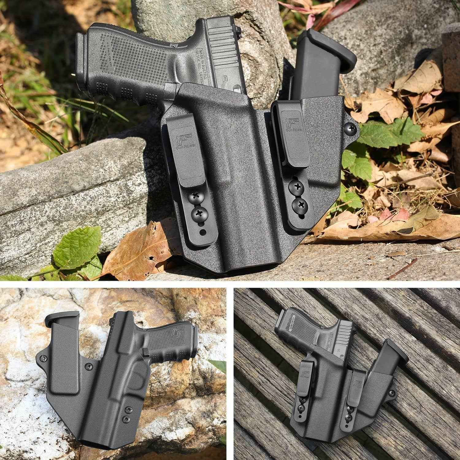 Sidecar Kydex Gun Holster Magazine Pouch for Glock 17 Gen3-5 G17 Gen4 MOS G17 Gen5 MOS G19 Gen3-5 G19 Gen4 MOS G19 Gen5 MOS G21 gen5 Glock 26 Gen3-5 G34 G19X G34 Gen5 G44 G45 MOS 9mm | Gun & Flower
