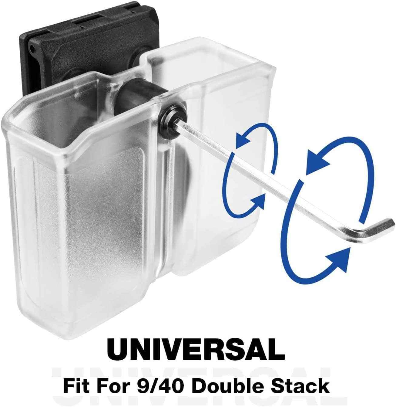 Universal Frosted Clear Double Magazine Pouch 9mm .40 Double Stack Mag Holder Mag Holster with 1.5''-2'' Belt Clip | Gun & Flower