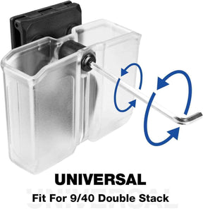 Universal Frosted Clear Double Magazine Pouch 9mm .40 Double Stack Mag Holder Mag Holster with 1.5''-2'' Belt Clip | Gun & Flower