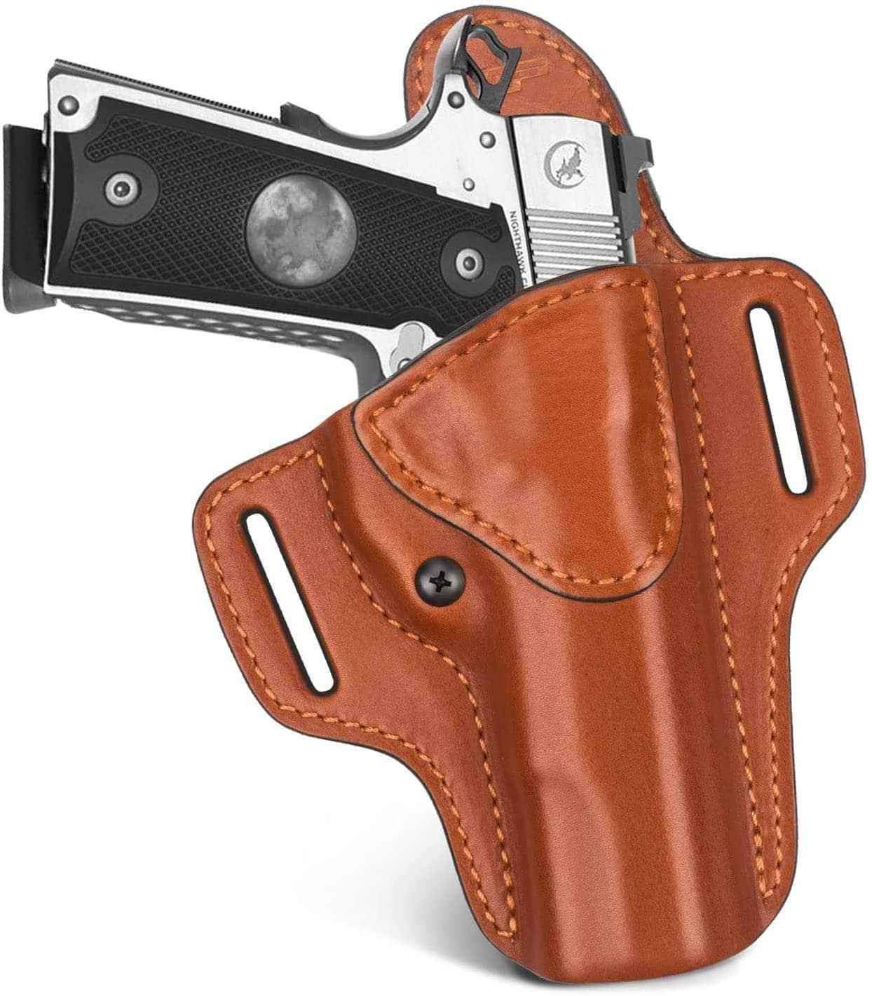 1911 Genuine Leather Handmade OWB Holster Open Carry Fits All 1911 with 5" Barrel No Rail Pistol, Right Hand | Gun & Flower